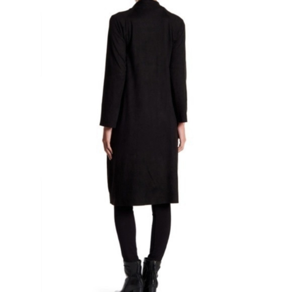 LAST ONE! Longline Collared Suede-like Cardigan - Picture 2 of 8